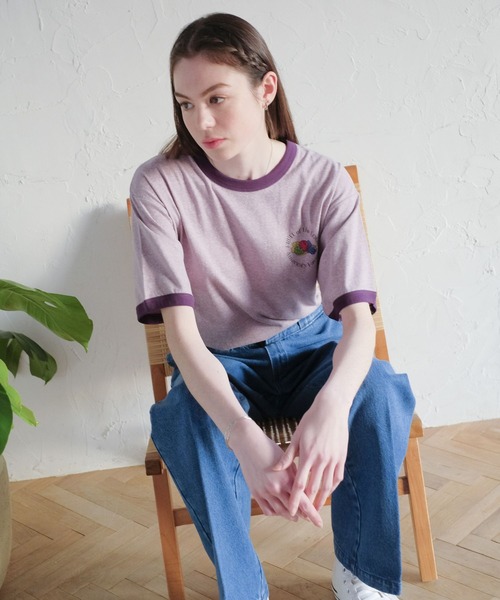 FRUIT OF THE LOOM(フルーツオブザルーム)の「リンガーTシャツ2(Tシャツ/カットソー・メンズ・グリーン/パープル/アイボリー・M/L/XL)」の6枚目の写真