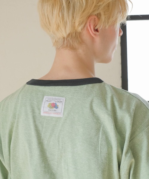 FRUIT OF THE LOOM(フルーツオブザルーム)の「リンガーTシャツ2(Tシャツ/カットソー・メンズ・グリーン/パープル/アイボリー・M/L/XL)」の9枚目の写真