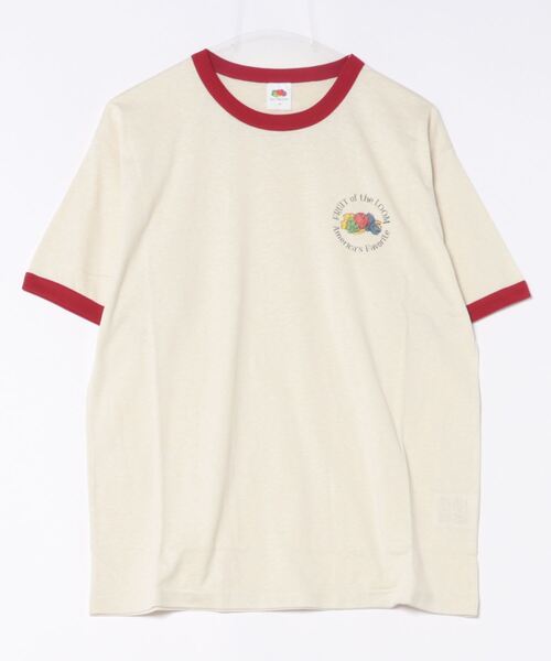 新品未使用♡リンカブル LINKABLE フレアタグTシャツ ホワイト×オレンジ セール】リンガーTシャツ2（Tシャツ/カットソー）｜FRUIT OF THE