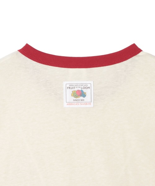 FRUIT OF THE LOOM(フルーツオブザルーム)の「リンガーTシャツ2(Tシャツ/カットソー・メンズ・グリーン/パープル/アイボリー・M/L/XL)」の16枚目の写真