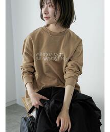 Samansa Mos2 blue | 裏毛ロゴスウェット(Tシャツ/カットソー)