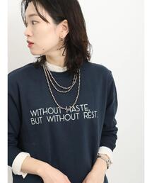 Samansa Mos2 blue | 裏毛ロゴスウェット(Tシャツ/カットソー)