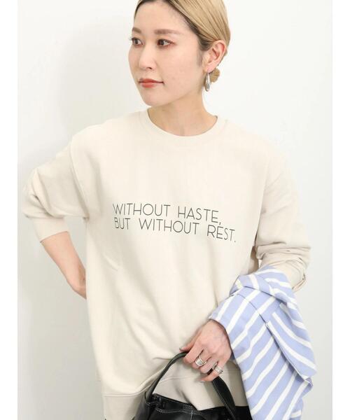 Samansa Mos2 blue（サマンサモスモスブルー）の「裏毛ロゴスウェット（Tシャツ/カットソー・レディース・ベージュ/オフホワイト/イエロー/ネイビー/ブルー・F）」の2枚目の写真