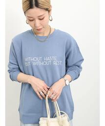 Samansa Mos2 blue | 裏毛ロゴスウェット(Tシャツ/カットソー)