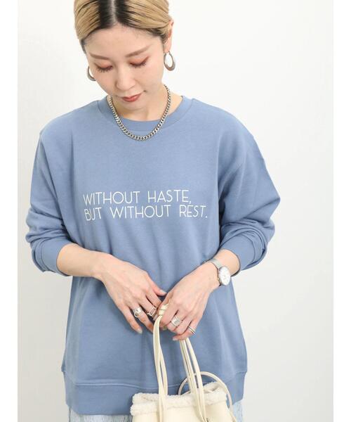 Samansa Mos2 blue（サマンサモスモスブルー）の「裏毛ロゴスウェット（Tシャツ/カットソー・レディース・ベージュ/オフホワイト/イエロー/ネイビー/ブルー・F）」の5枚目の写真