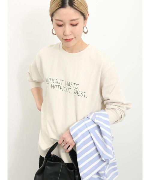 Samansa Mos2 blue（サマンサモスモスブルー）の「裏毛ロゴスウェット（Tシャツ/カットソー・レディース・ベージュ/オフホワイト/イエロー/ネイビー/ブルー・F）」の8枚目の写真