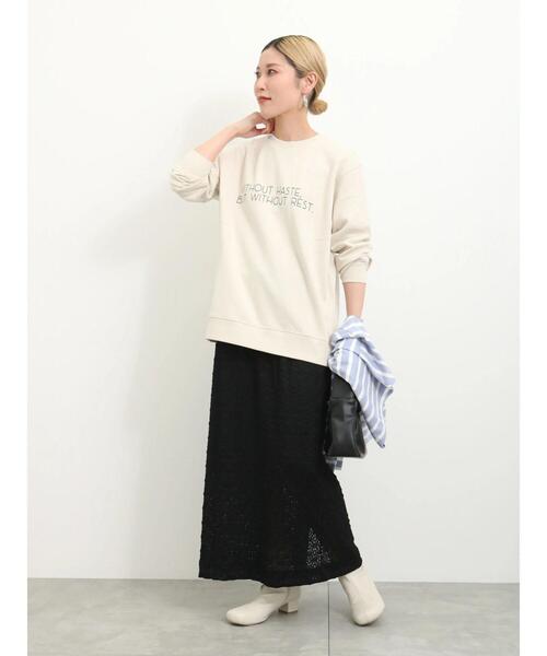 Samansa Mos2 blue（サマンサモスモスブルー）の「裏毛ロゴスウェット（Tシャツ/カットソー・レディース・ベージュ/オフホワイト/イエロー/ネイビー/ブルー・F）」の11枚目の写真