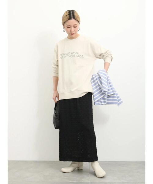 Samansa Mos2 blue（サマンサモスモスブルー）の「裏毛ロゴスウェット（Tシャツ/カットソー・レディース・ベージュ/オフホワイト/イエロー/ネイビー/ブルー・F）」の12枚目の写真