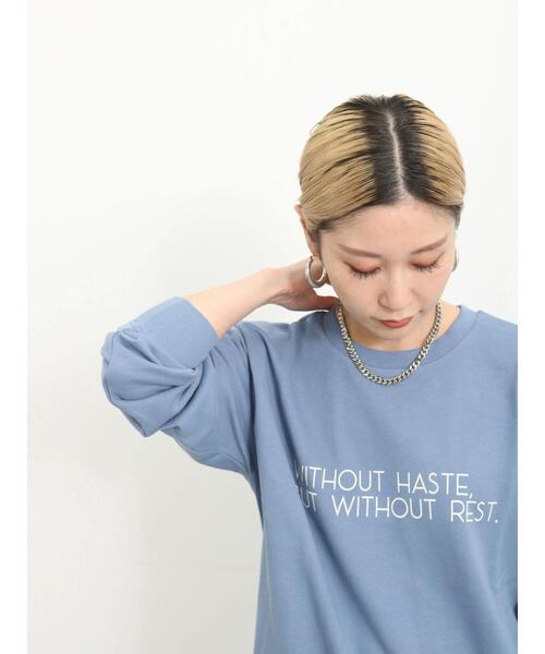 Samansa Mos2 blue（サマンサモスモスブルー）の「裏毛ロゴスウェット（Tシャツ/カットソー・レディース・ベージュ/オフホワイト/イエロー/ネイビー/ブルー・F）」の14枚目の写真