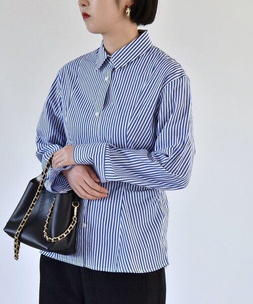 quaranciel（カランシエル）の「quaranciel:〈洗濯機可能〉ストライプ ワイドスリーブ シャツ（シャツ/ブラウス・レディース・ベージュ/ピンク/ブルー・38/40/36）」の19枚目の写真