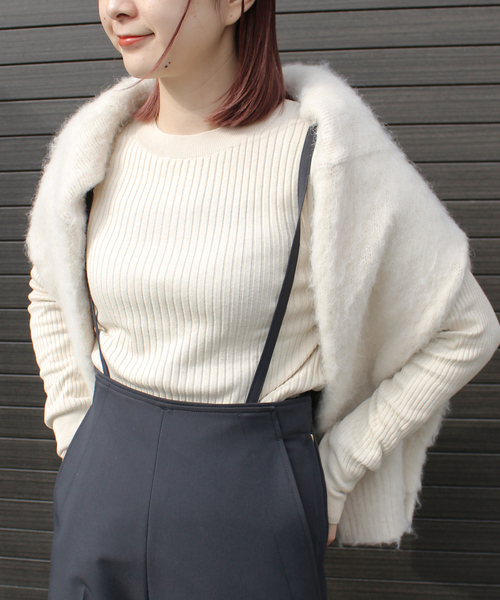 Rouge vif（ルージュヴィフ）の「シルクコットンリブニット（ニット/セーター・レディース・サックスブルー/ベージュ/ブラック・フリー）」の2枚目の写真