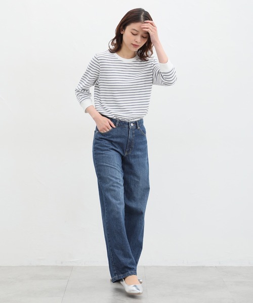 Honeys（ハニーズ）の「７分袖ワッフルクルーネックＴシャツ（Tシャツ/カットソー・レディース・ピンク/ホワイト系その他/スミクロ/ホワイト×ネイビー/ミント/ベージュ/アイボリー/ホワイト×ブルー・S/M/L/LL）」の20枚目の写真