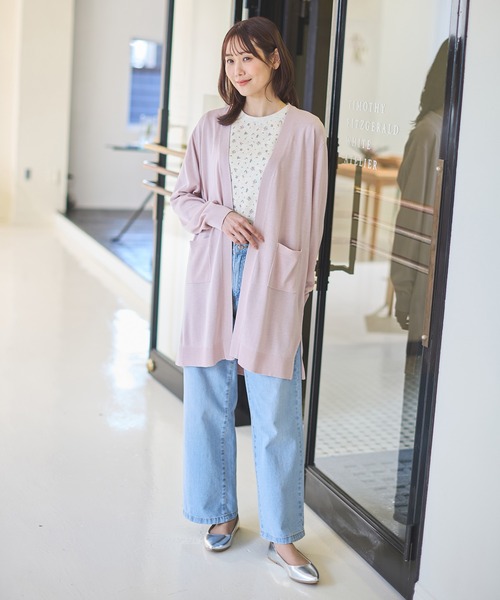 Honeys（ハニーズ）の「７分袖ワッフルクルーネックＴシャツ（Tシャツ/カットソー・レディース・ピンク/ホワイト系その他/スミクロ/ホワイト×ネイビー/ミント/ベージュ/アイボリー/ホワイト×ブルー・S/M/L/LL）」の22枚目の写真