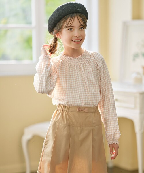 セール】【110-140㎝】シャーリングチェック トップス（Tシャツ  