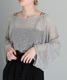 【ZOZO限定】アウトシームラメショートメッシュニット