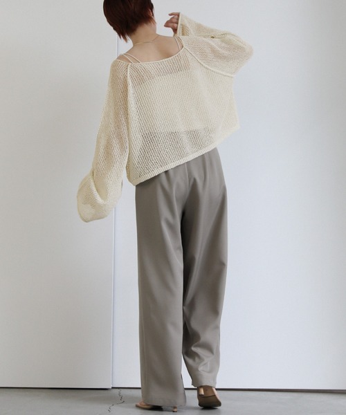 select MOCA(セレクトモカ)の「【ZOZO限定】アウトシームラメショートメッシュニット(ニット/セーター・レディース・グリーン/グレー/アイボリー・FREE)」の17枚目の写真