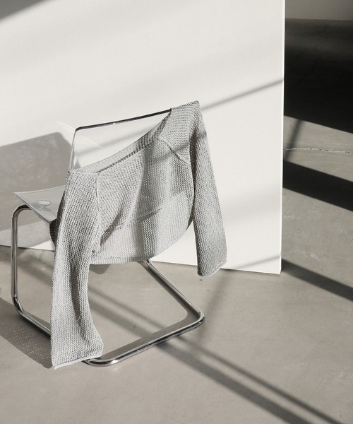 select MOCA(セレクトモカ)の「【ZOZO限定】アウトシームラメショートメッシュニット(ニット/セーター・レディース・グリーン/グレー/アイボリー・FREE)」の15枚目の写真