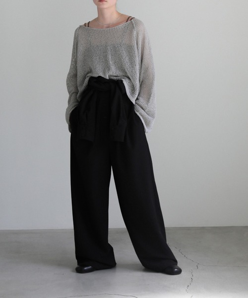 select MOCA(セレクトモカ)の「【ZOZO限定】アウトシームラメショートメッシュニット(ニット/セーター・レディース・グリーン/グレー/アイボリー・FREE)」の13枚目の写真