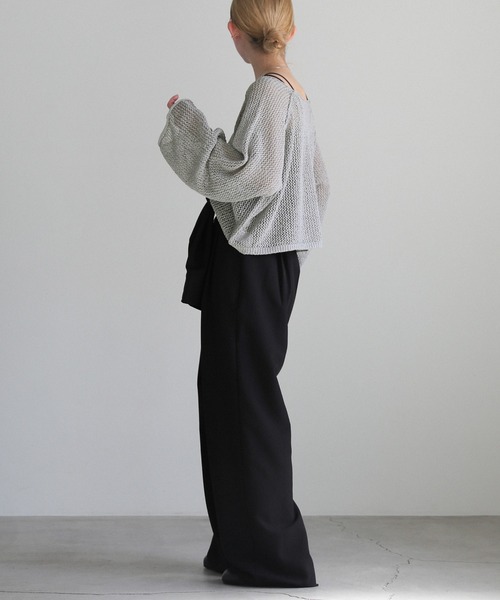 select MOCA(セレクトモカ)の「【ZOZO限定】アウトシームラメショートメッシュニット(ニット/セーター・レディース・グリーン/グレー/アイボリー・FREE)」の22枚目の写真
