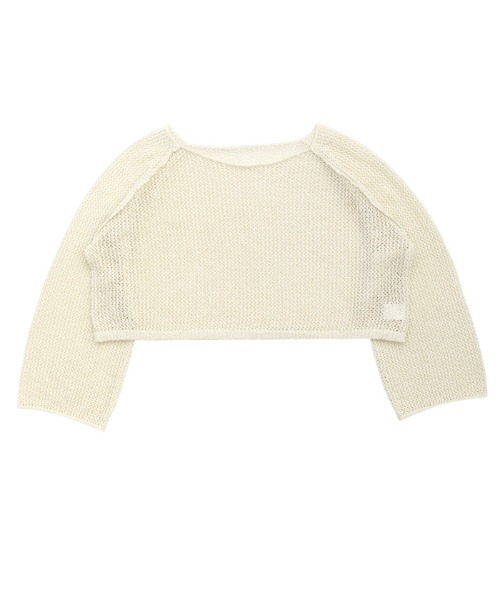 select MOCA(セレクトモカ)の「【ZOZO限定】アウトシームラメショートメッシュニット(ニット/セーター・レディース・グリーン/グレー/アイボリー・FREE)」の5枚目の写真