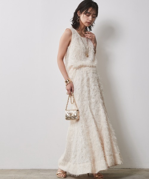 CHIC STYLE（シックスタイル）の「＜大きいサイズ＞フリンジジャガードノースリーブトップス　シックスタイル（キャミソール・レディース・ブラック/アイボリー・LL/3L/4L/5L/L）」の5枚目の写真