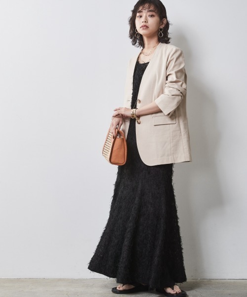 CHIC STYLE（シックスタイル）の「＜大きいサイズ＞フリンジジャガードノースリーブトップス　シックスタイル（キャミソール・レディース・ブラック/アイボリー・LL/3L/4L/5L/L）」の20枚目の写真