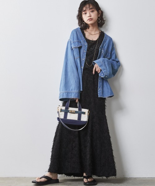 CHIC STYLE（シックスタイル）の「＜大きいサイズ＞フリンジジャガードノースリーブトップス　シックスタイル（キャミソール・レディース・ブラック/アイボリー・LL/3L/4L/5L/L）」の10枚目の写真