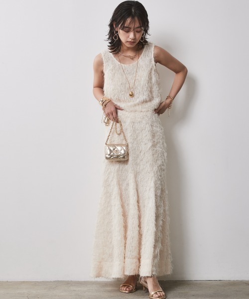 CHIC STYLE（シックスタイル）の「＜大きいサイズ＞フリンジジャガードノースリーブトップス　シックスタイル（キャミソール・レディース・ブラック/アイボリー・LL/3L/4L/5L/L）」の6枚目の写真