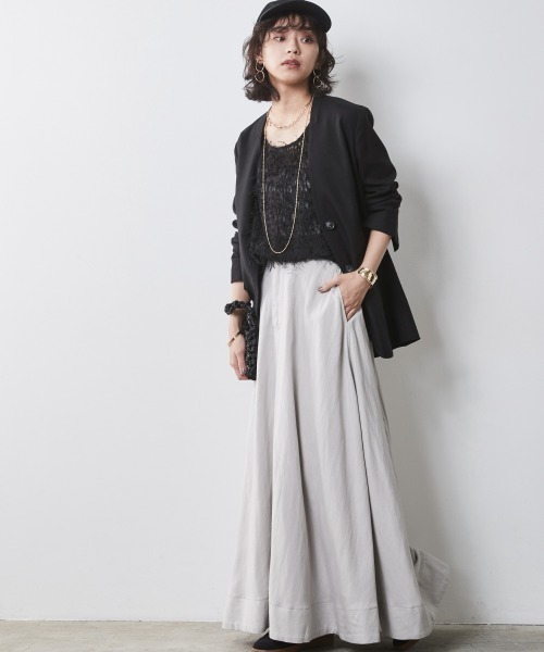 CHIC STYLE（シックスタイル）の「＜大きいサイズ＞フリンジジャガードノースリーブトップス　シックスタイル（キャミソール・レディース・ブラック/アイボリー・LL/3L/4L/5L/L）」の18枚目の写真