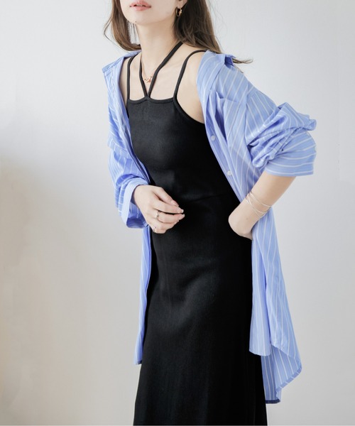 La-gemme(ラジェム)の「ダブルストラップリブキャミワンピース(ワンピース・レディース・ベージュ/グリーン/ブラック/イエロー・フリー)」の8枚目の写真