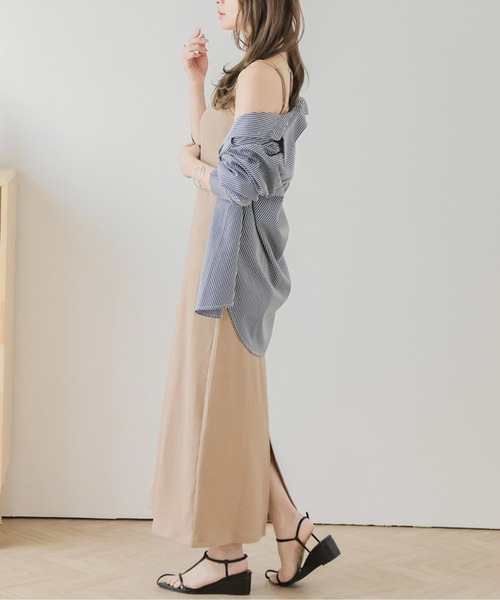 La-gemme(ラジェム)の「ダブルストラップリブキャミワンピース(ワンピース・レディース・ベージュ/グリーン/ブラック/イエロー・フリー)」の10枚目の写真