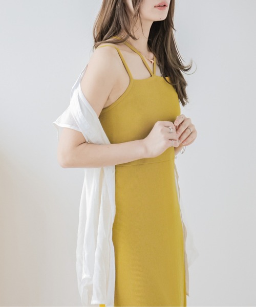 La-gemme(ラジェム)の「ダブルストラップリブキャミワンピース(ワンピース・レディース・ベージュ/グリーン/ブラック/イエロー・フリー)」の17枚目の写真