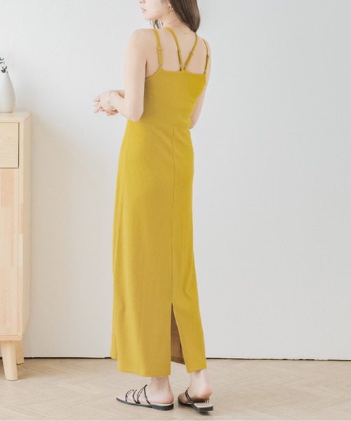 La-gemme(ラジェム)の「ダブルストラップリブキャミワンピース(ワンピース・レディース・ベージュ/グリーン/ブラック/イエロー・フリー)」の16枚目の写真