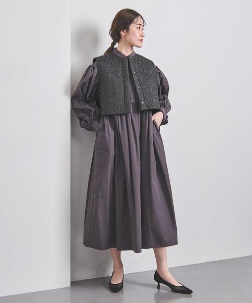 新品 UNITED ARROWS エンブロイダリーキルトベスト ブラック UNITED ARROWS（ユナイテッドアローズ）の「エンブロイダリー