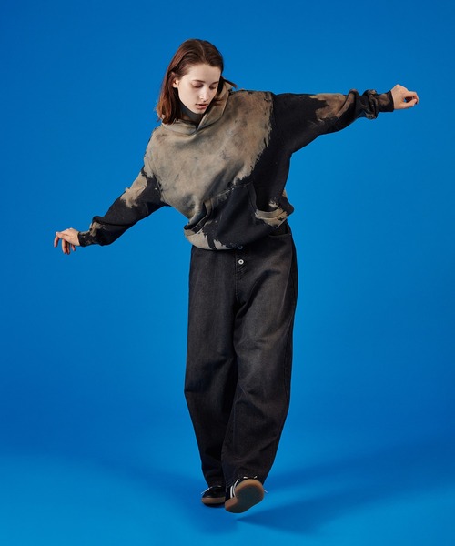 WISH FOR EVER（ウィッシュフォーエバー）の「BLEACH PULLOVER HOODIE /ブリーチプルオーバーフーディ（パーカー・メンズ・ブラウン/ブラック・MEDIUM/LARGE）」の17枚目の写真