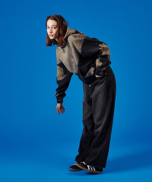 WISH FOR EVER（ウィッシュフォーエバー）の「BLEACH PULLOVER HOODIE /ブリーチプルオーバーフーディ（パーカー・メンズ・ブラウン/ブラック・MEDIUM/LARGE）」の18枚目の写真