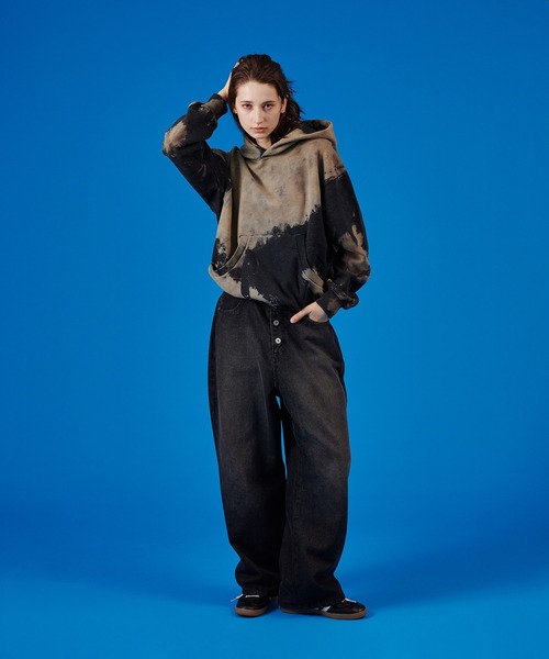 WISH FOR EVER（ウィッシュフォーエバー）の「BLEACH PULLOVER HOODIE /ブリーチプルオーバーフーディ（パーカー・メンズ・ブラウン/ブラック・MEDIUM/LARGE）」の22枚目の写真