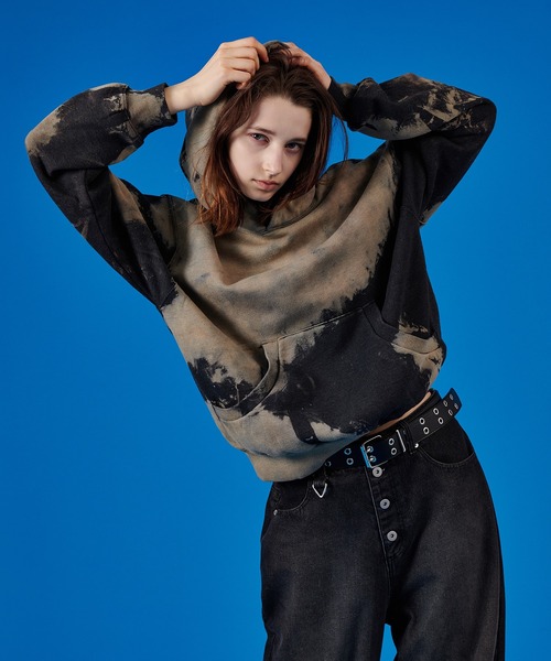WISH FOR EVER（ウィッシュフォーエバー）の「BLEACH PULLOVER HOODIE /ブリーチプルオーバーフーディ（パーカー・メンズ・ブラウン/ブラック・MEDIUM/LARGE）」の11枚目の写真