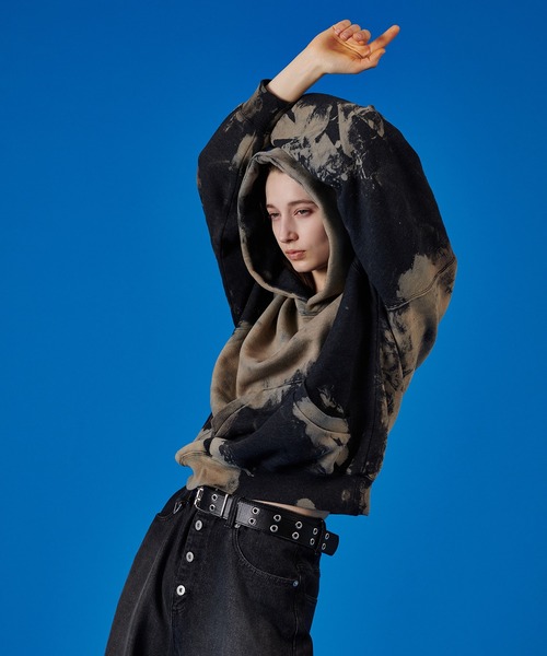 WISH FOR EVER（ウィッシュフォーエバー）の「BLEACH PULLOVER HOODIE /ブリーチプルオーバーフーディ（パーカー・メンズ・ブラウン/ブラック・MEDIUM/LARGE）」の13枚目の写真