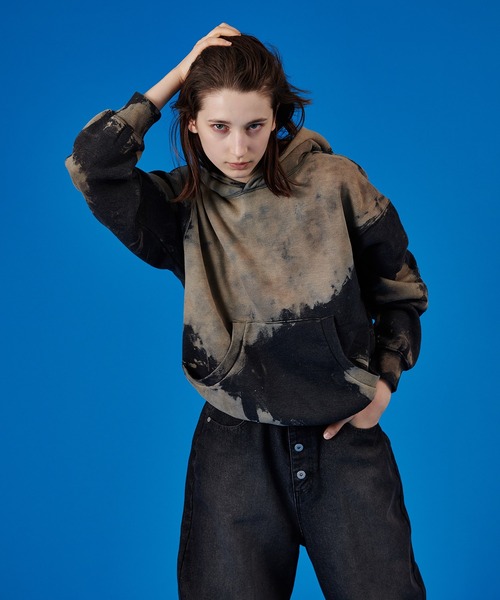 WISH FOR EVER（ウィッシュフォーエバー）の「BLEACH PULLOVER HOODIE /ブリーチプルオーバーフーディ（パーカー・メンズ・ブラウン/ブラック・MEDIUM/LARGE）」の15枚目の写真