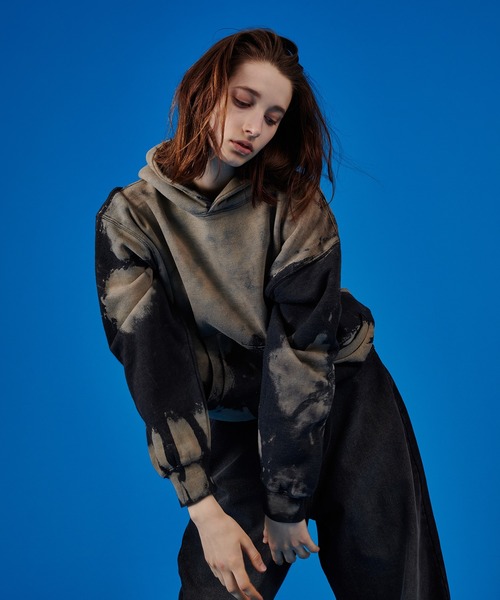 WISH FOR EVER（ウィッシュフォーエバー）の「BLEACH PULLOVER HOODIE /ブリーチプルオーバーフーディ（パーカー・メンズ・ブラウン/ブラック・MEDIUM/LARGE）」の16枚目の写真