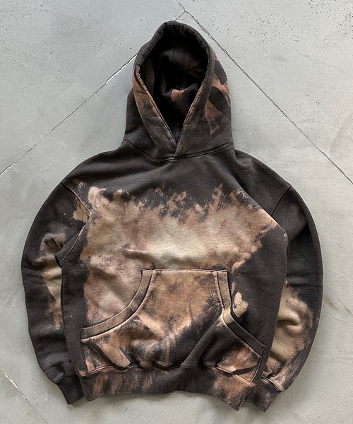 WISH FOR EVER（ウィッシュフォーエバー）の「BLEACH PULLOVER HOODIE /ブリーチプルオーバーフーディ（パーカー・メンズ・ブラウン/ブラック・MEDIUM/LARGE）」の5枚目の写真