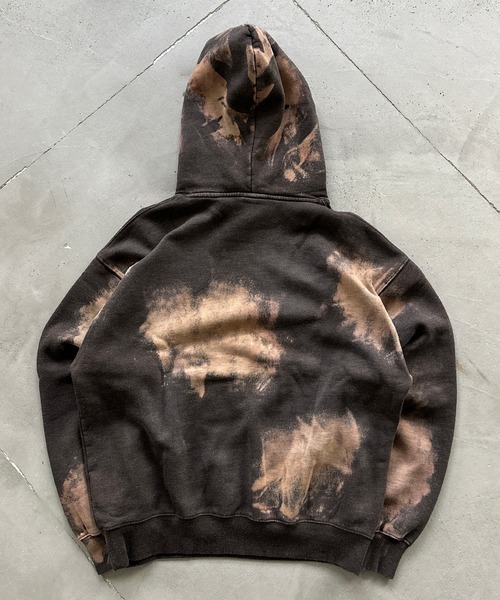 WISH FOR EVER（ウィッシュフォーエバー）の「BLEACH PULLOVER HOODIE /ブリーチプルオーバーフーディ（パーカー・メンズ・ブラウン/ブラック・MEDIUM/LARGE）」の6枚目の写真