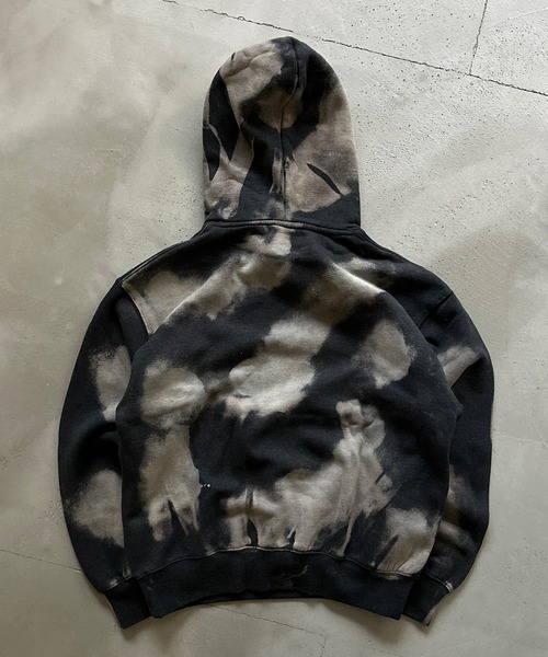 WISH FOR EVER（ウィッシュフォーエバー）の「BLEACH PULLOVER HOODIE /ブリーチプルオーバーフーディ（パーカー・メンズ・ブラウン/ブラック・MEDIUM/LARGE）」の4枚目の写真
