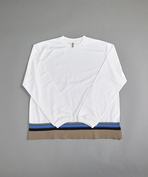 VIBGYOR(ヴィブジョー)の「ヘヴィウェイト天竺 リブジャガード 長袖 クルーネック(Tシャツ/カットソー・メンズ・ホワイト系その他/ホワイト/ブラック・LARGE/MEDIUM)」の1枚目の写真