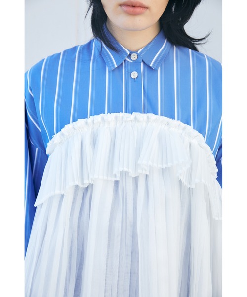 ENFOLD（エンフォルド）の「JOYCE ストライプ プリーツBIG SHIRT