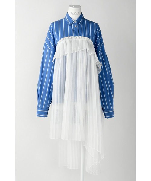 ENFOLD（エンフォルド）の「JOYCE ストライプ プリーツBIG SHIRT