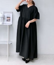 AS KNOW AS plus | ◎袖フレア ゆったりギャザーワンピ―ス(ワンピース)