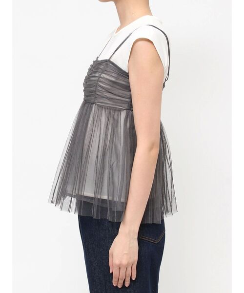 LAGUNAMOON（ラグナムーン）の「チュールキャミドッキングトップス（Tシャツ/カットソー・レディース・チャコールグレー/ブラック/ブラウン・FREE）」の9枚目の写真