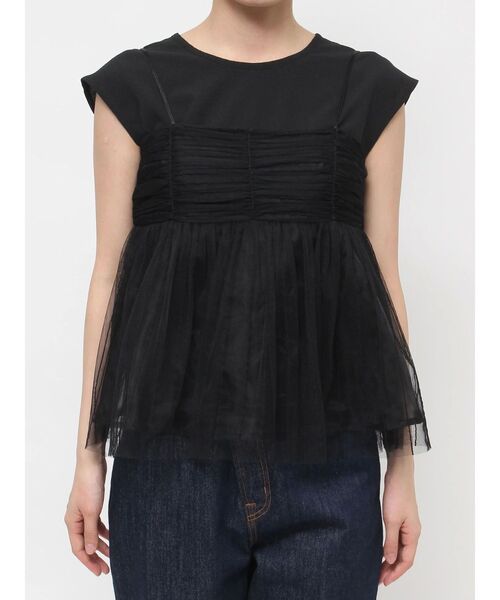 LAGUNAMOON（ラグナムーン）の「チュールキャミドッキングトップス（Tシャツ/カットソー・レディース・チャコールグレー/ブラック/ブラウン・FREE）」の18枚目の写真